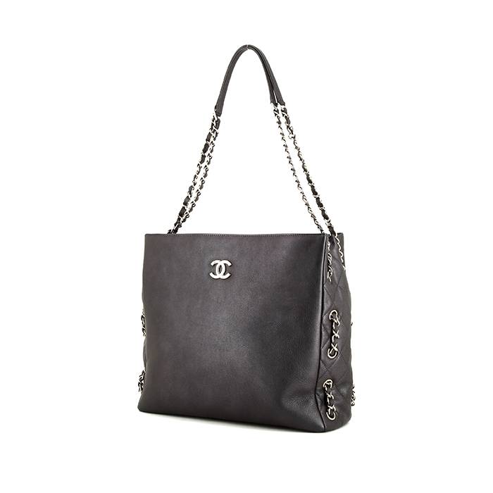 Grand Shopping Shopping Bag In Blue Glittering Leather
