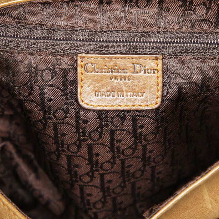 Sac porté épaule ou main Dior Gaucho en cuir marron - Detail D3