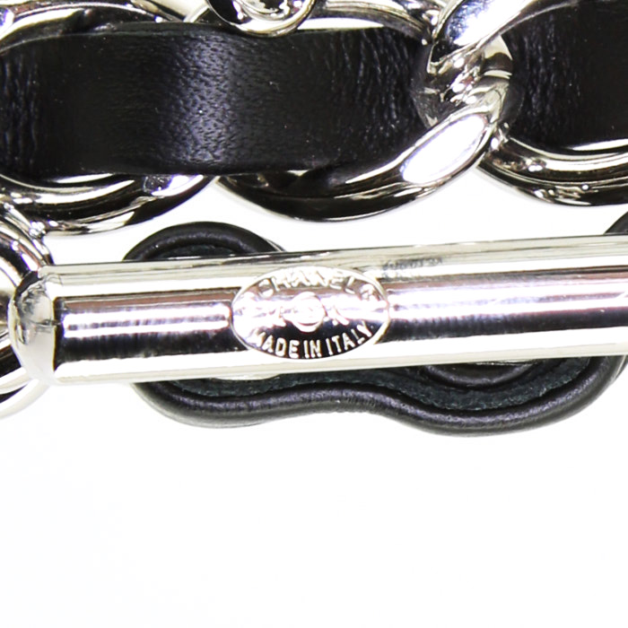 Borsa Chanel Editions Limitées in metallo argentato e pelle nera - Detail D3