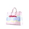 Louis Vuitton Onthego Escale Monaco large model shopping bag in pink, blue and yellow shading monogram canvas and pink leather - 00pp thumbnail