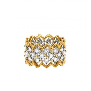Sortija Buccellati Eternelle Rombi en oro amarillo,  oro blanco y diamantes