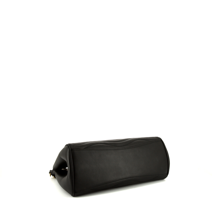 Bolso de mano Louis Vuitton New Wave en cuero acolchado con motivos de espigas negro - Detail D4