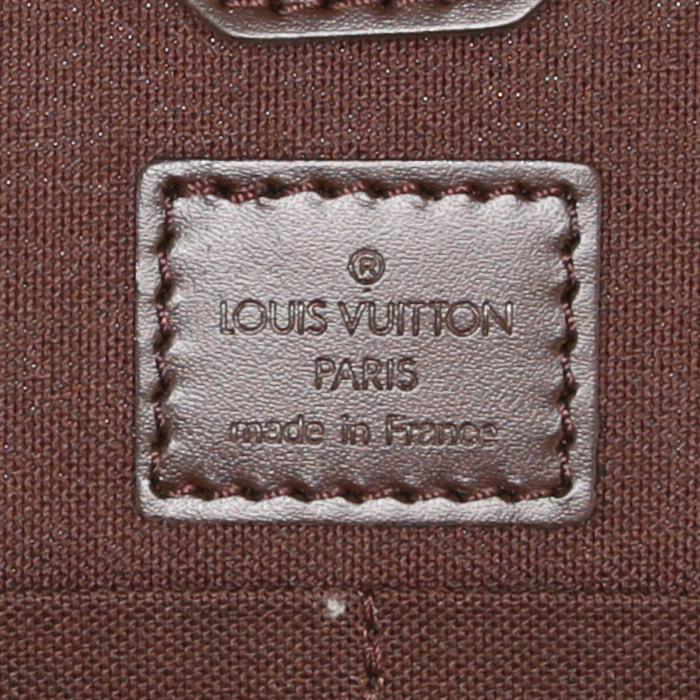 Porta-documentos Louis Vuitton Porte documents Voyage en lona a cuadros ébano y cuero marrón - Detail D4