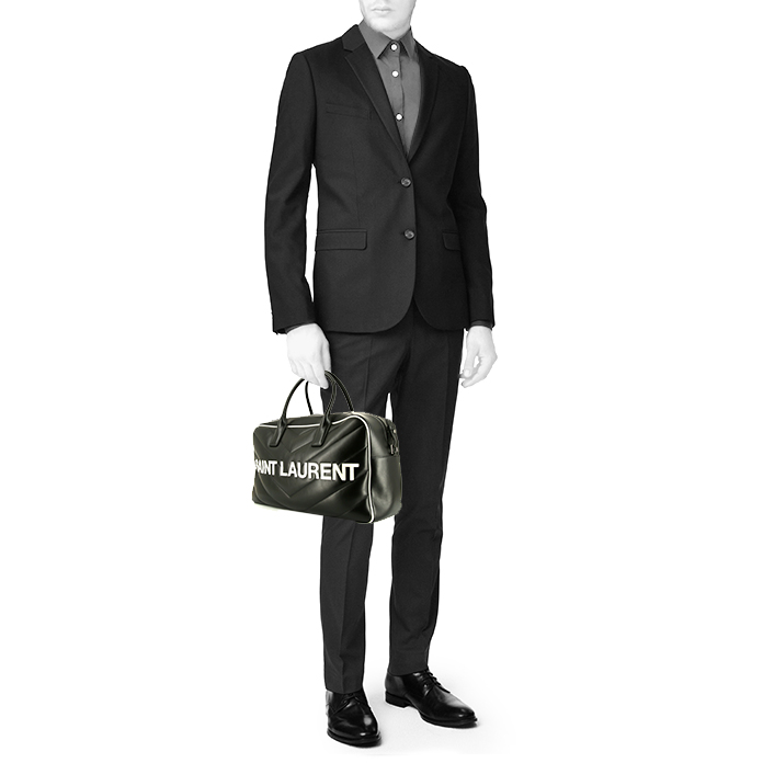 Sac de voyage Saint Laurent   en cuir noir et blanc - Detail D1