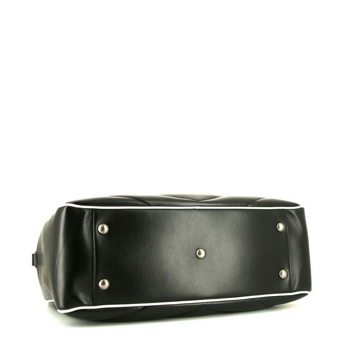 Sac de voyage Saint Laurent   en cuir noir et blanc - Detail D5