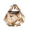 Hermès Silkit handbag in khaki, beige and brown silk and brown Barenia leather - 360 thumbnail