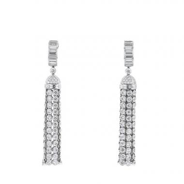 Pendientes colgantes Boucheron Pompon en oro blanco y diamantes