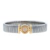 Half-flexible Bulgari Bulgari bracelet in yellow gold,  stainless steel and diamonds - 00pp thumbnail