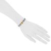 Half-flexible Bulgari Bulgari bracelet in yellow gold,  stainless steel and diamonds - Detail D1 thumbnail