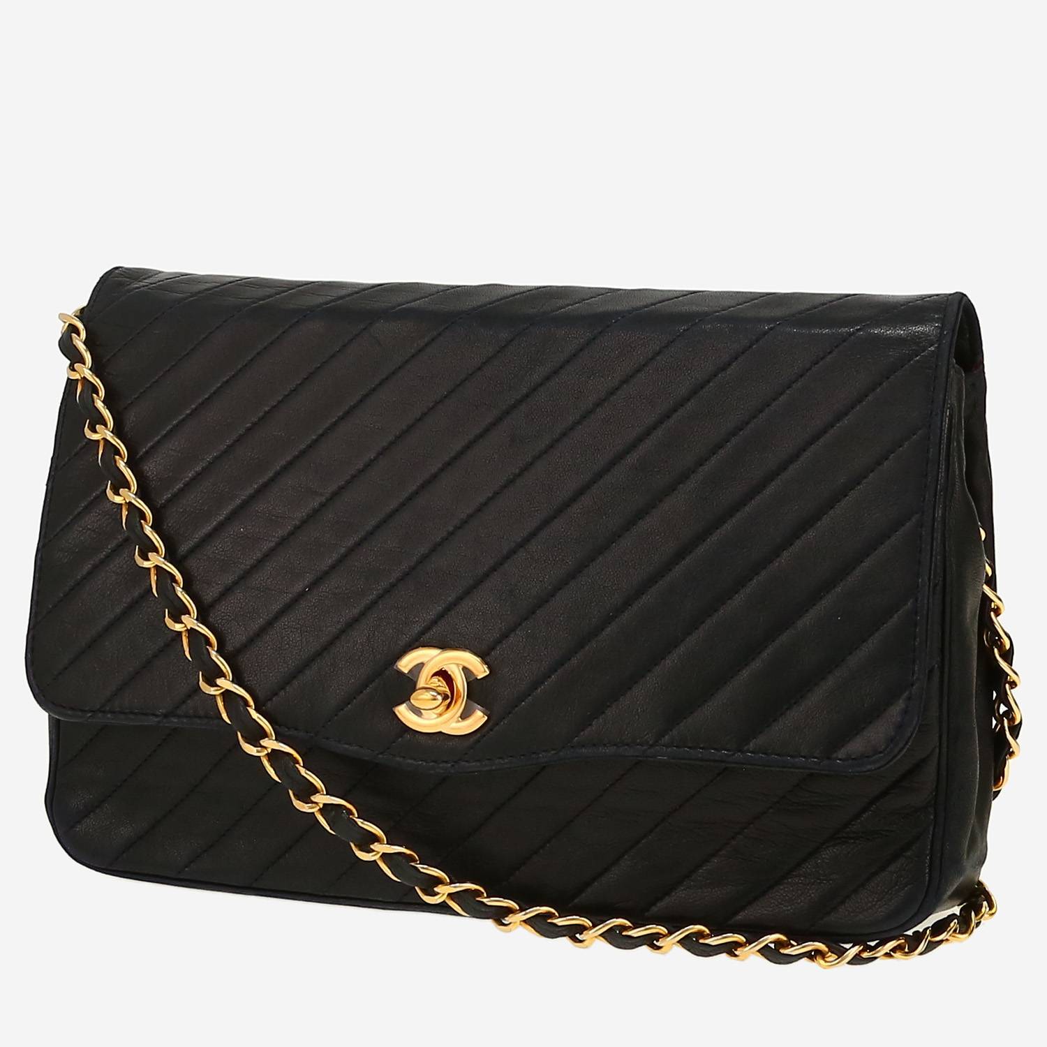 Sac à main Chanel  Vintage en cuir bleu-marine