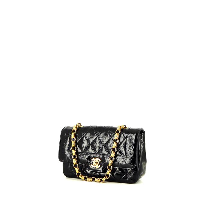 Handbag In Black Patent Quilted Leather