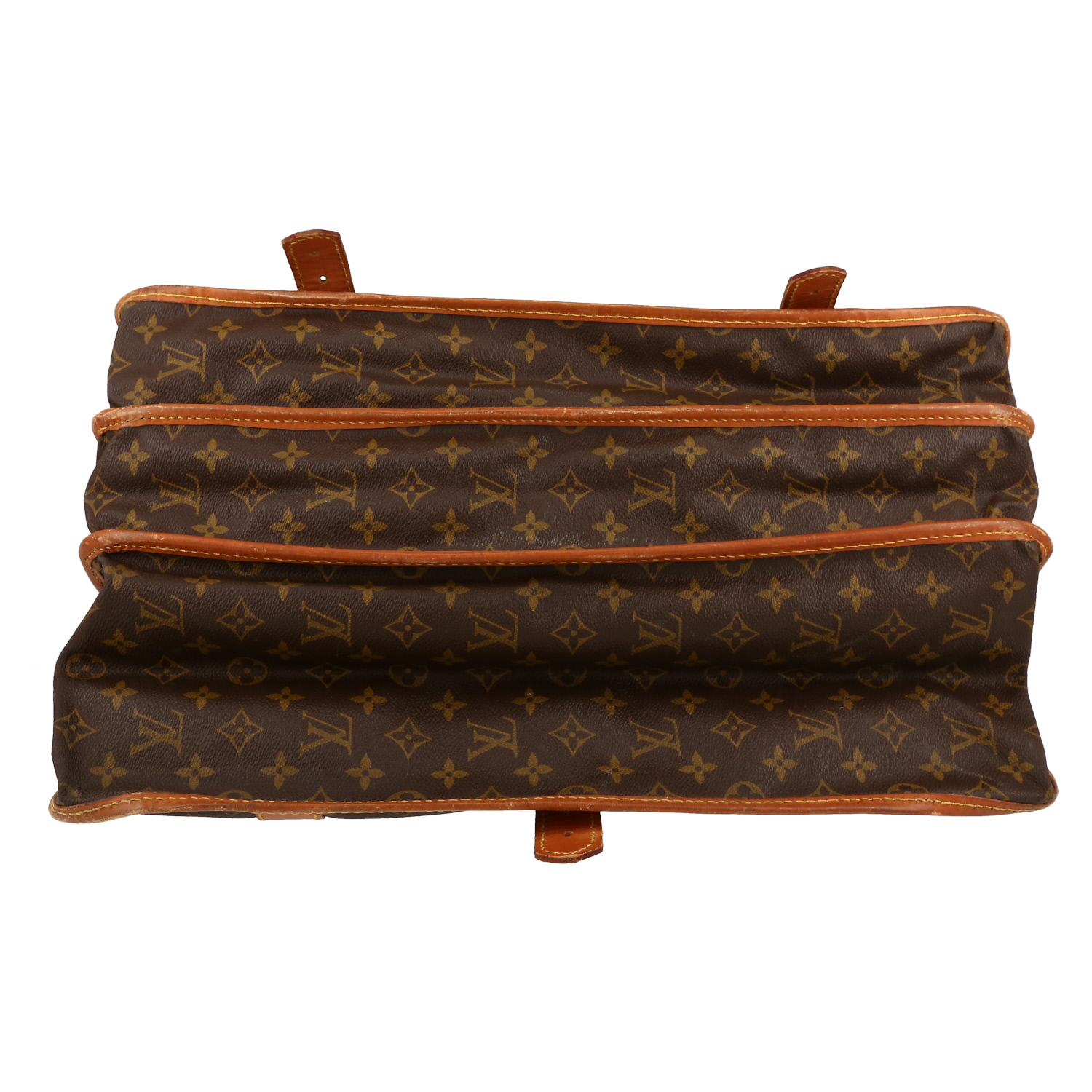 Bolsa de viaje Louis Vuitton Sac de chasse en lona Monogram marrón y cuero natural - Detail D4