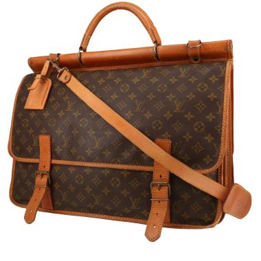 Borsa da viaggio Louis Vuitton  Sac de chasse in tela monogram marrone e pelle naturale