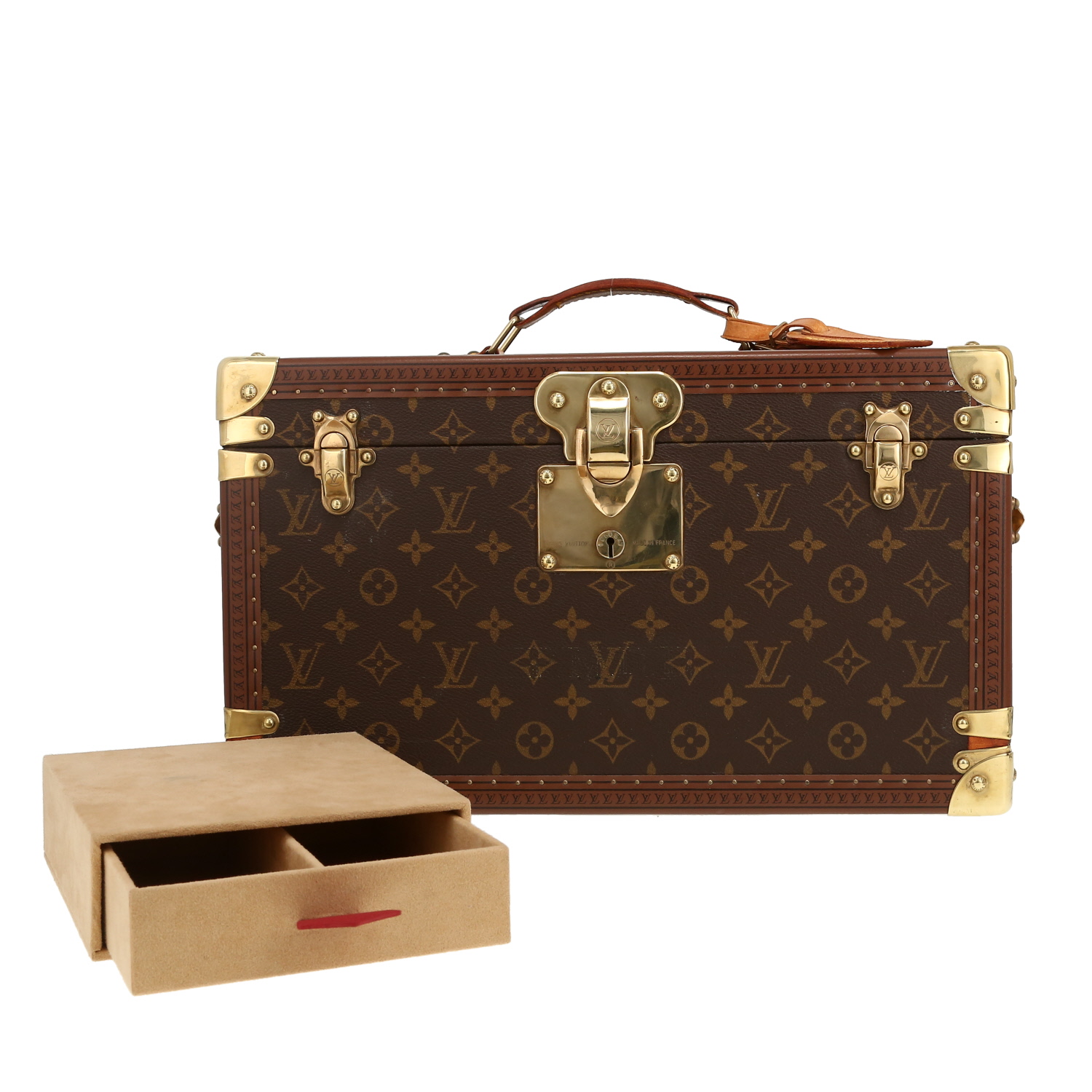 Bauletto Louis Vuitton Malle à livres in tela monogram e pelle naturale - Detail D4