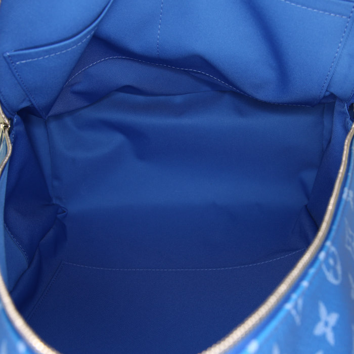 Mochila Louis Vuitton Editions Limitées Multipocket Clouds en lona Monogram azul claro y blanca y cuero azul - Detail D2