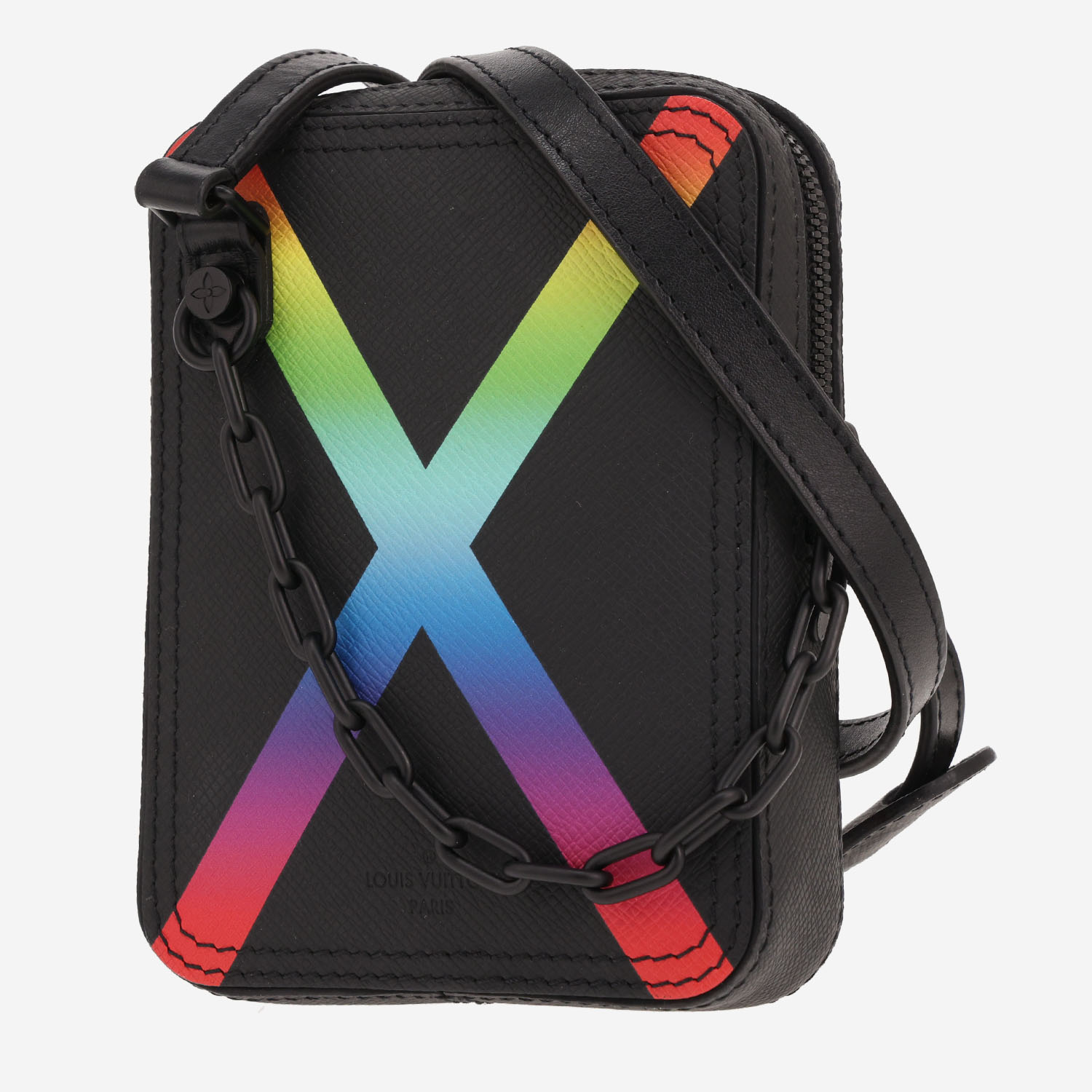Louis Vuitton Danube Rainbow Messenger bag shoulder bag in black taiga leather
