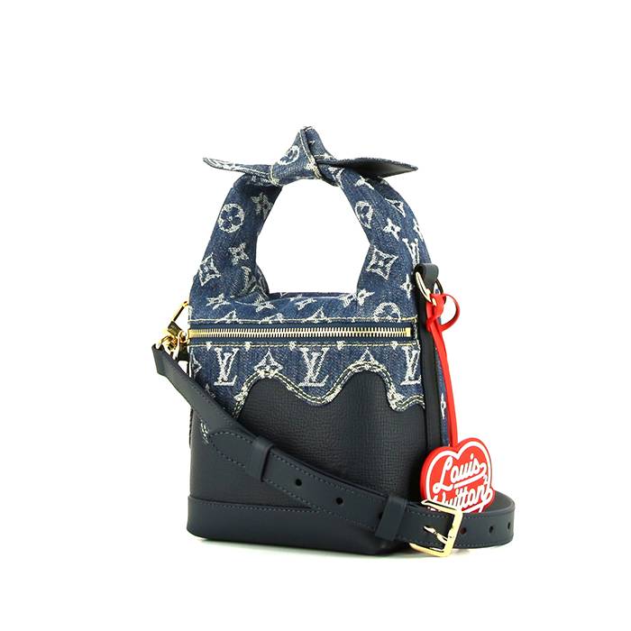 Louis Vuitton Japanese Cruiser shoulder bag in monogram denim canvas and blue grained leather - 00pp