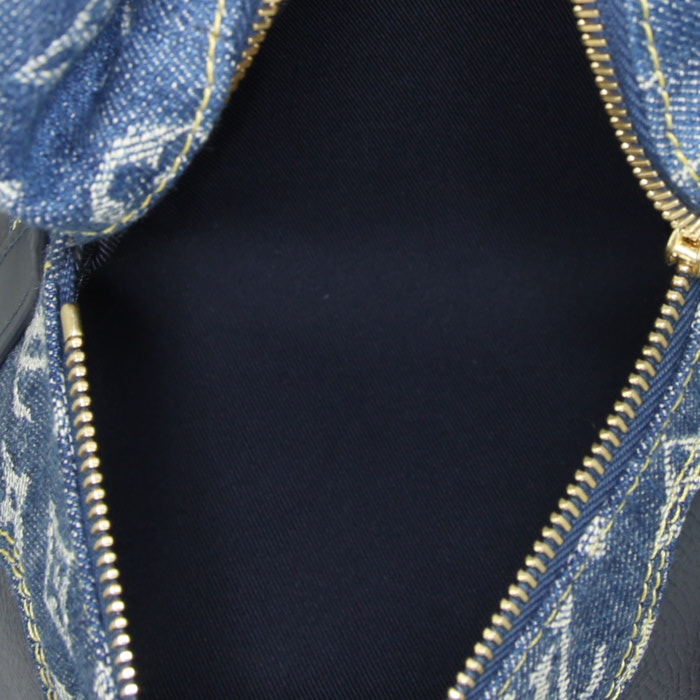 Louis Vuitton Japanese Cruiser shoulder bag in monogram denim canvas and blue grained leather - Detail D3