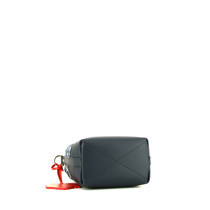 Louis Vuitton Japanese Cruiser shoulder bag in monogram denim canvas and blue grained leather - Detail D5