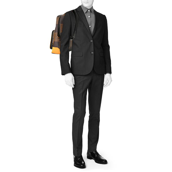 Sac à dos Louis Vuitton Editions Limitées Nigo Campus en toile damier Giant ébène et cuir naturel - Detail D1