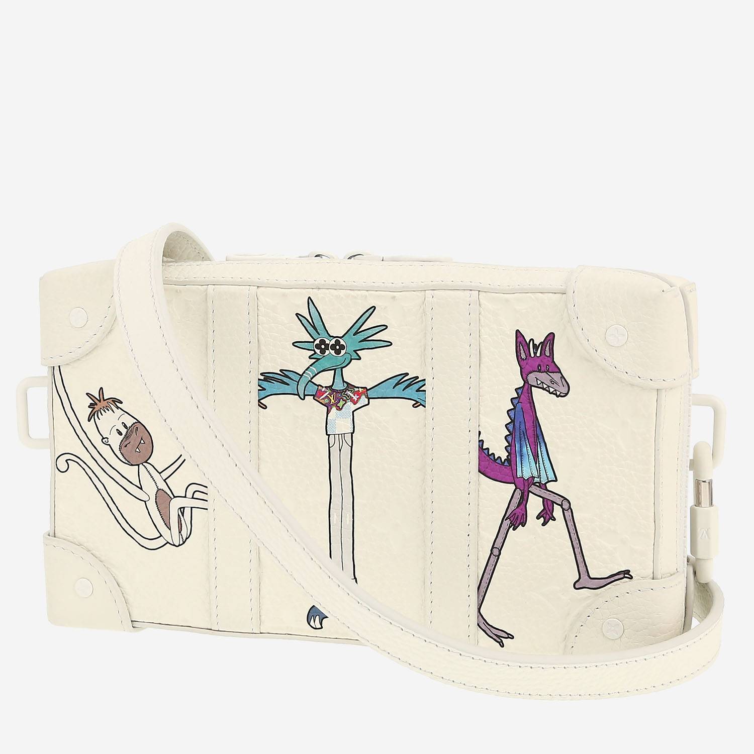 Bolso bandolera Louis Vuitton Soft Trunk en cuero blanco