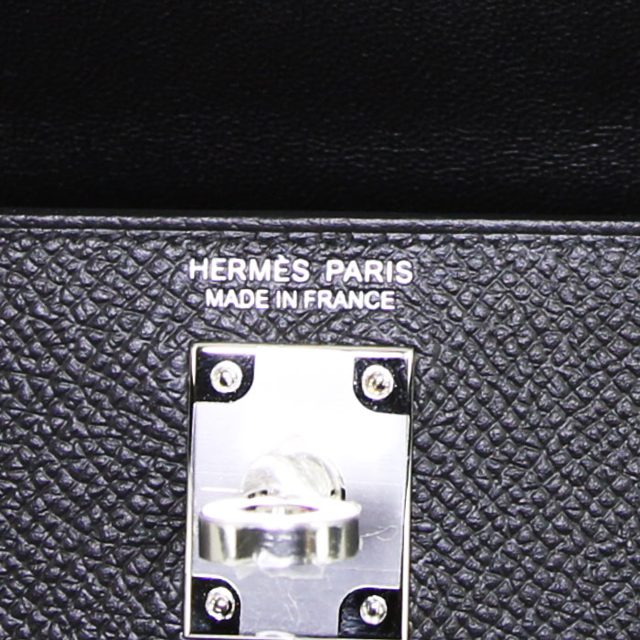 Hermes Kelly 20 cm handbag in black epsom leather - Detail D4
