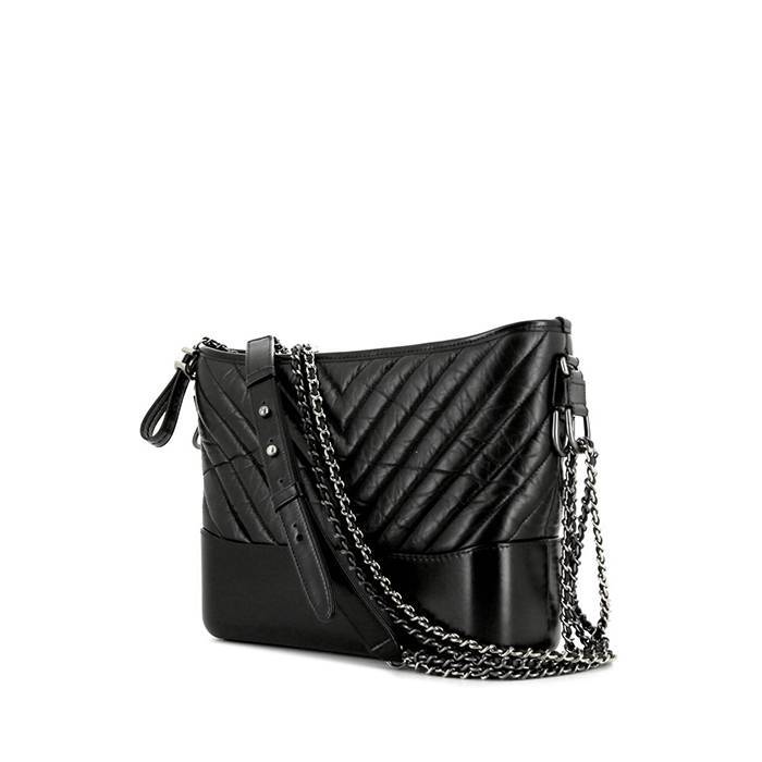 Chanel Gabrielle  shoulder bag in black chevron quilted leather - 00pp