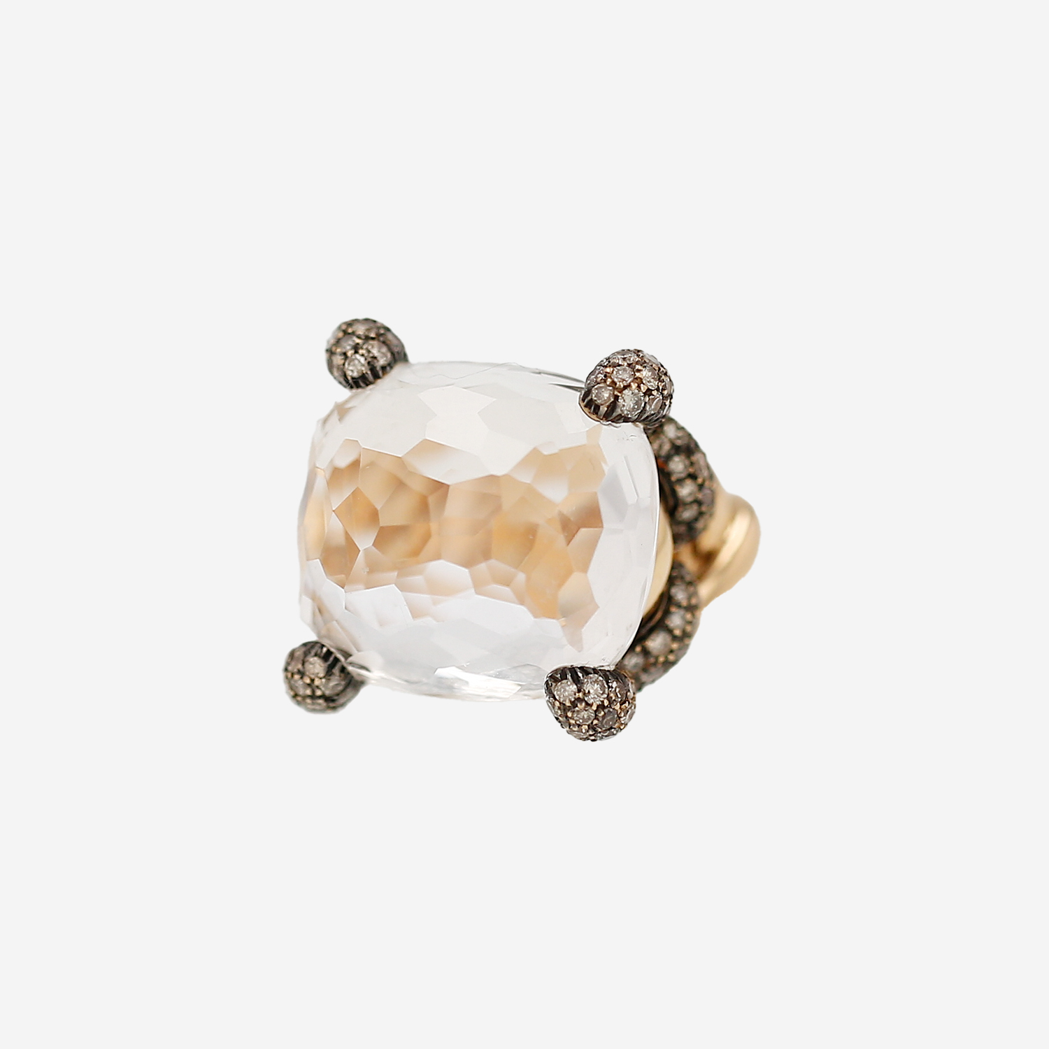 Pomellato Tango ring in pink gold, rock crystal and diamonds