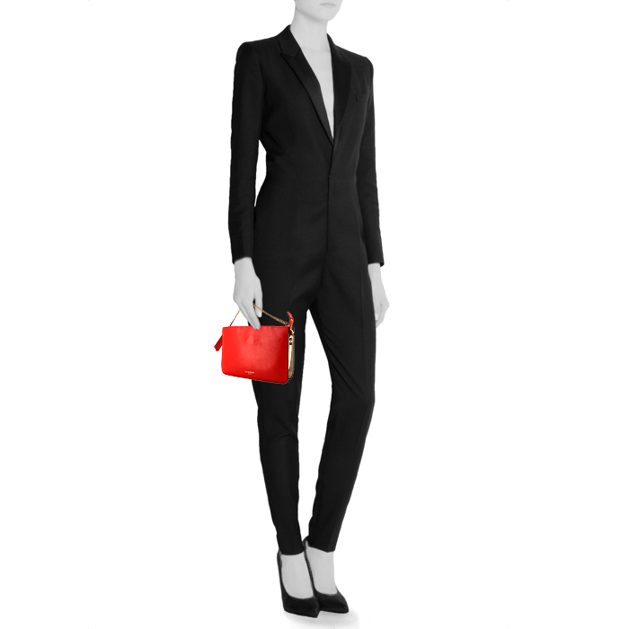 Givenchy Cross3 shoulder bag in red leather and beige suede - Detail D1