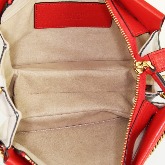 Bolso bandolera Givenchy Cross3 en cuero rojo y ante beige - Detail D3