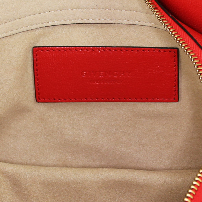 Borsa a tracolla Givenchy Cross3 in pelle rossa e camoscio beige - Detail D4