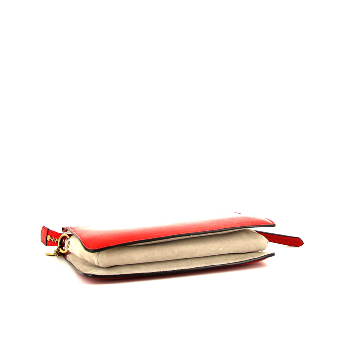 Borsa a tracolla Givenchy Cross3 in pelle rossa e camoscio beige - Detail D5