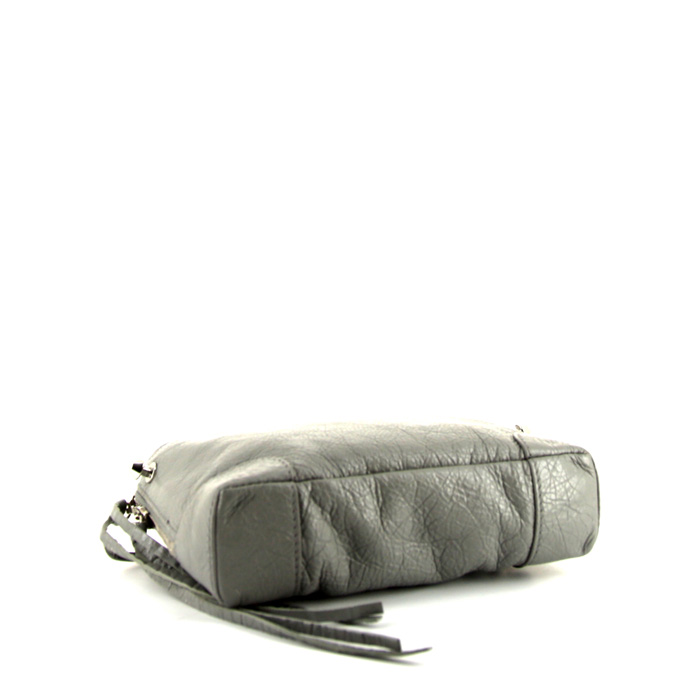 Balenciaga Papier shoulder bag in grey leather - Detail D4