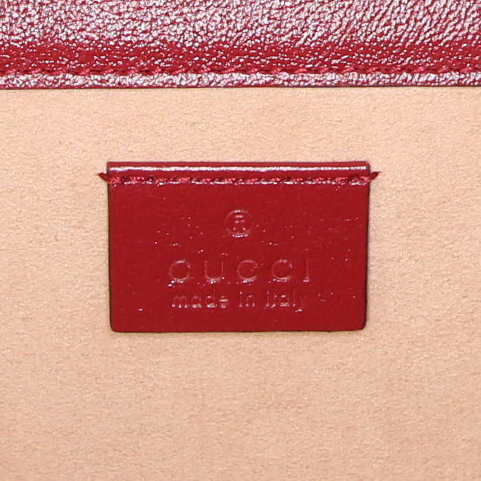 Bolso de mano Gucci Dionysus en tweed Monogram blanco y negro y cuero color burdeos - Detail D4