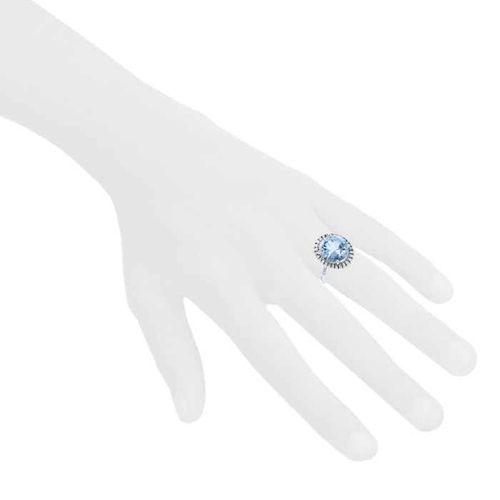 Mauboussin Vraiment Toi ring in white gold,  aquamarine and diamonds - Detail D1