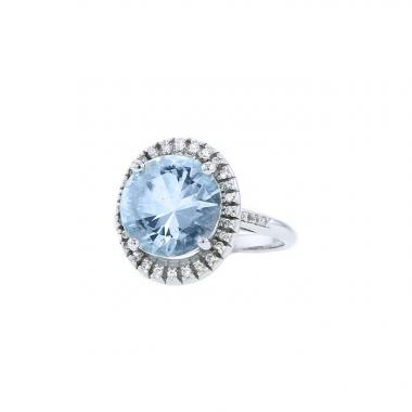 Anello Mauboussin Vraiment Toi in oro bianco,  acquamarina e diamanti