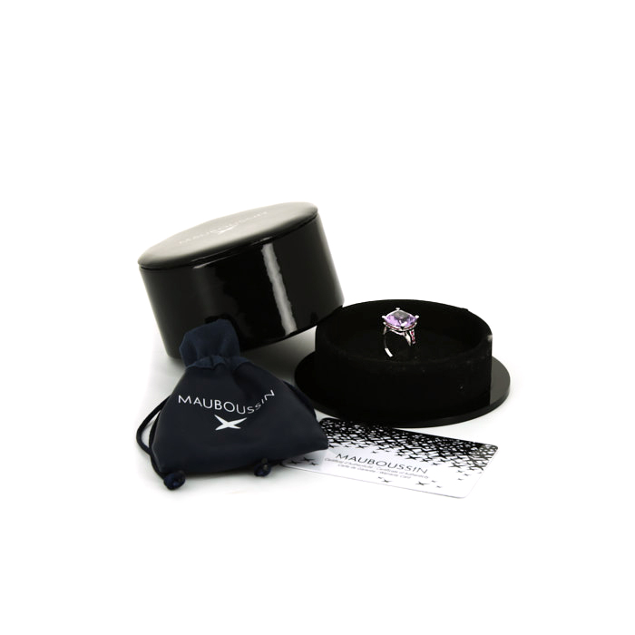 Mauboussin Couleur d'Amour ring in white gold, amethyst, pink sapphires and diamonds - Detail D2