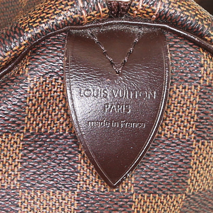 Borsa Louis Vuitton  Speedy 35 in tela a scacchi ebana e pelle marrone - Detail D3