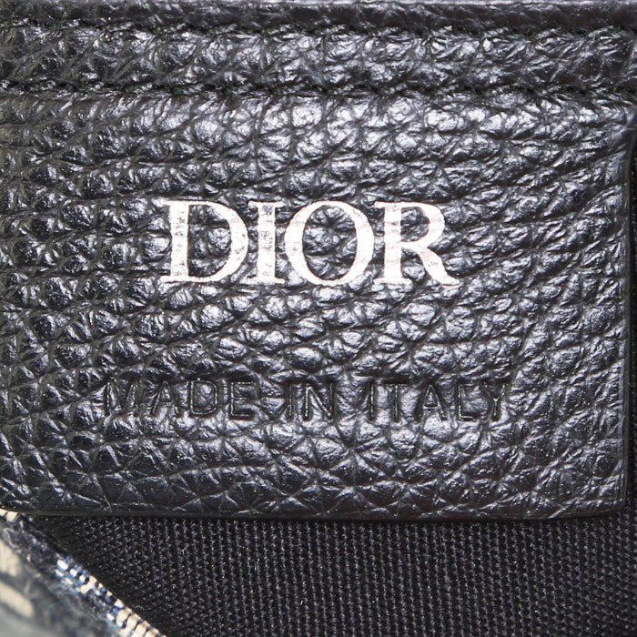 Mochila Dior Saddle en lona Monogram Oblique azul y cuero azul - Detail D4