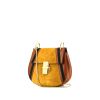 Chloé Drew shoulder bag in saffron yellow, brown and black leather and suede - 00pp thumbnail