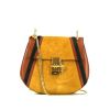 Chloé Drew shoulder bag in saffron yellow, brown and black leather and suede - 360 thumbnail