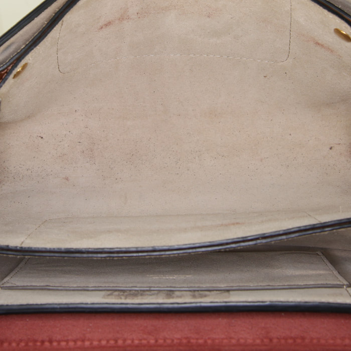 Sac à main Chloé Faye en cuir marron et daim bordeaux - Detail D2