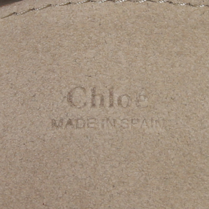 Chloé Faye handbag in brown leather and burgundy suede - Detail D3