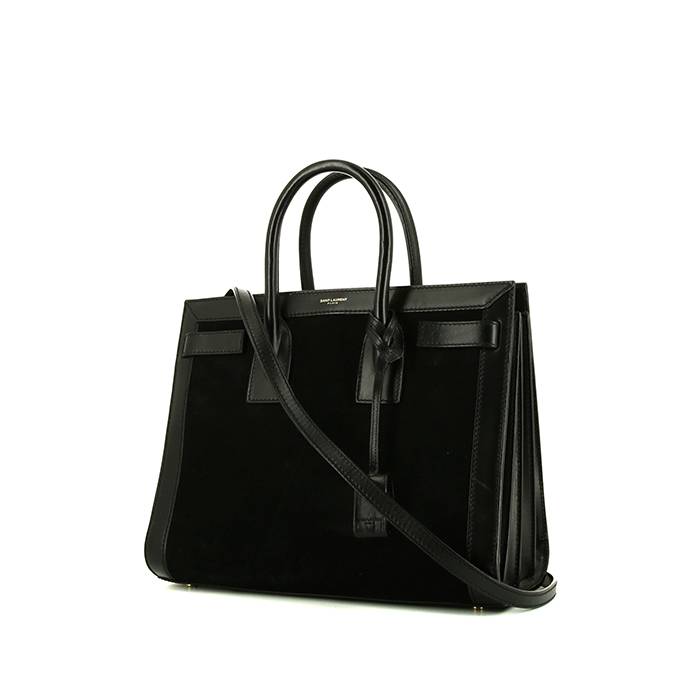 Saint Laurent Sac de jour handbag in black leather and black suede - 00pp
