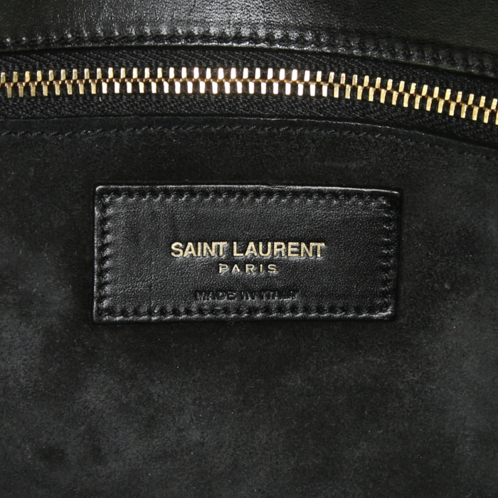 Bolso de mano Saint Laurent Sac de jour en cuero negro y ante negro - Detail D4