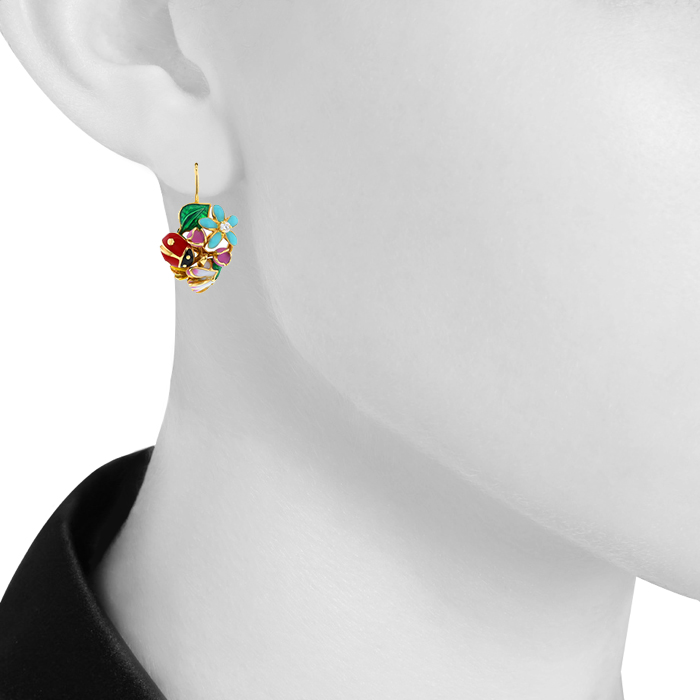 Dior Diorette earrings in yellow gold,  enamel and diamonds