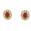 Vintage 1980's earrings in yellow gold,  coral and diamonds - 360 thumbnail