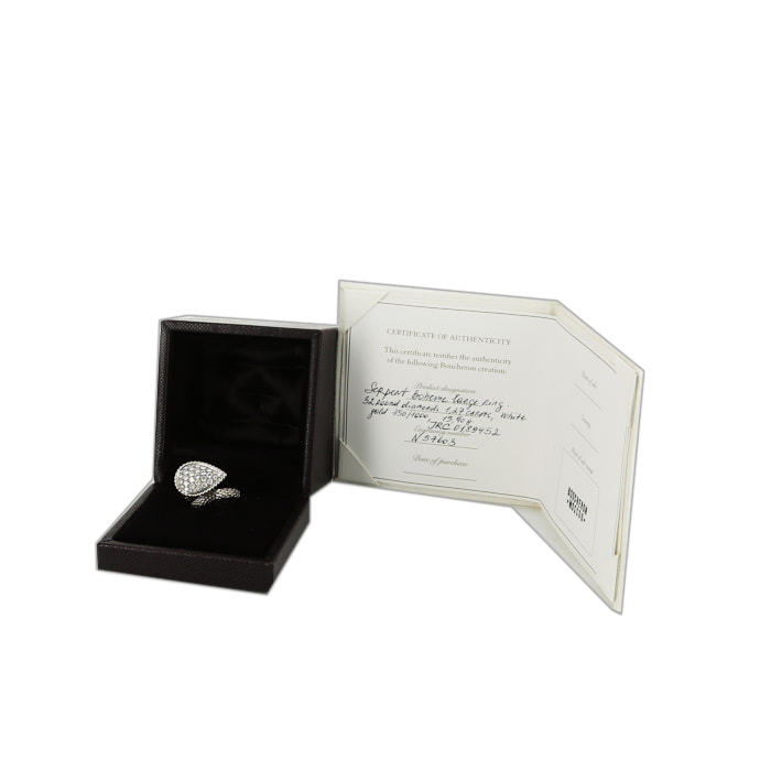 Bague Boucheron Serpent Bohème grand modèle en or blanc et diamants - Detail D2