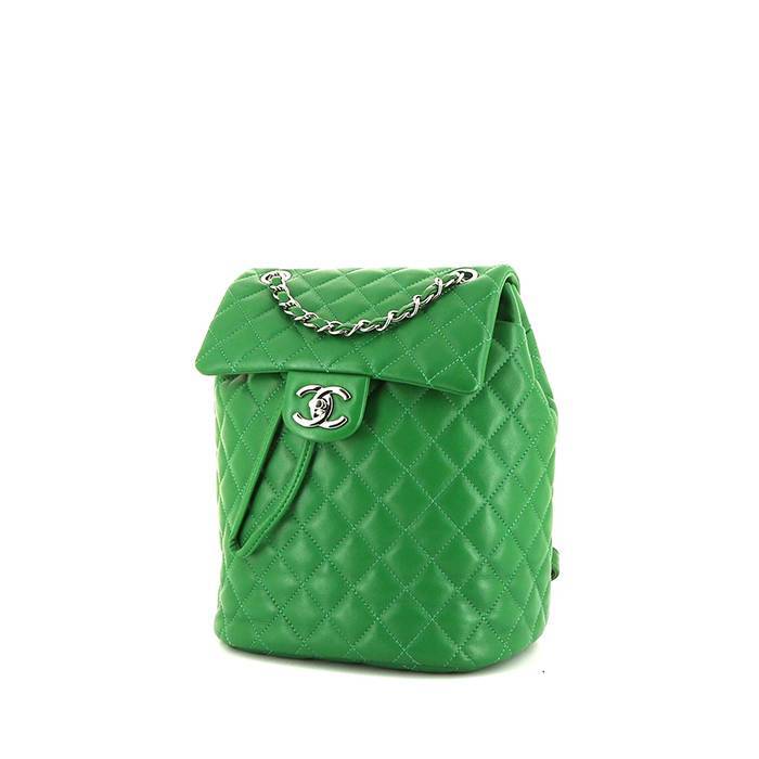 Chanel Sac à dos backpack in green quilted leather - 00pp
