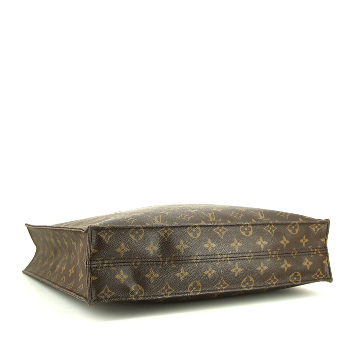 Louis Vuitton Louis Vuitton Sac Plat shopping bag in brown monogram canvas and natural leather - Detail D4